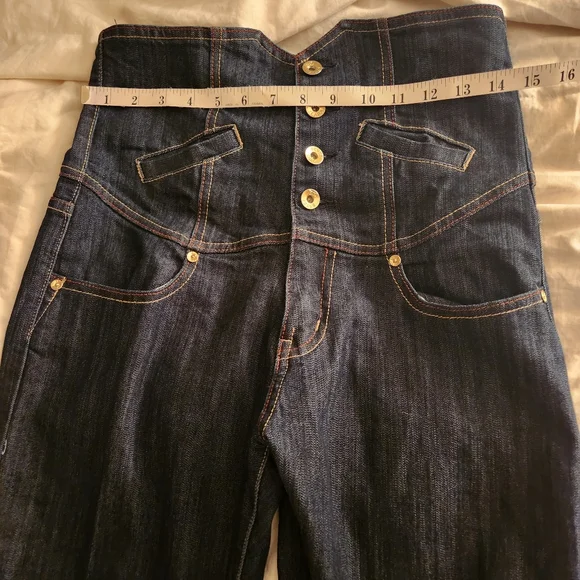 Denim/jeans very high waist stitched blue size 9 - Picture 5 of 10